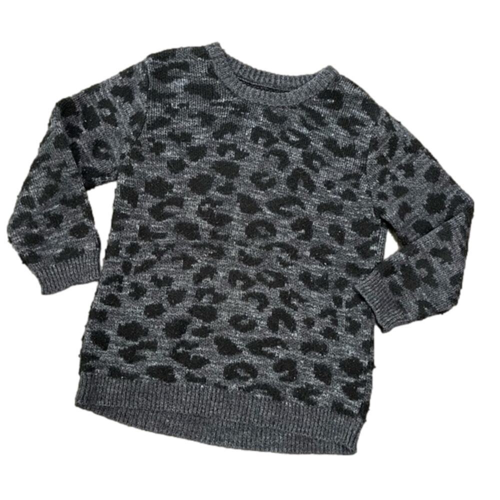 Zara Girl's Sweater Leopard Print Black Gray Size 4